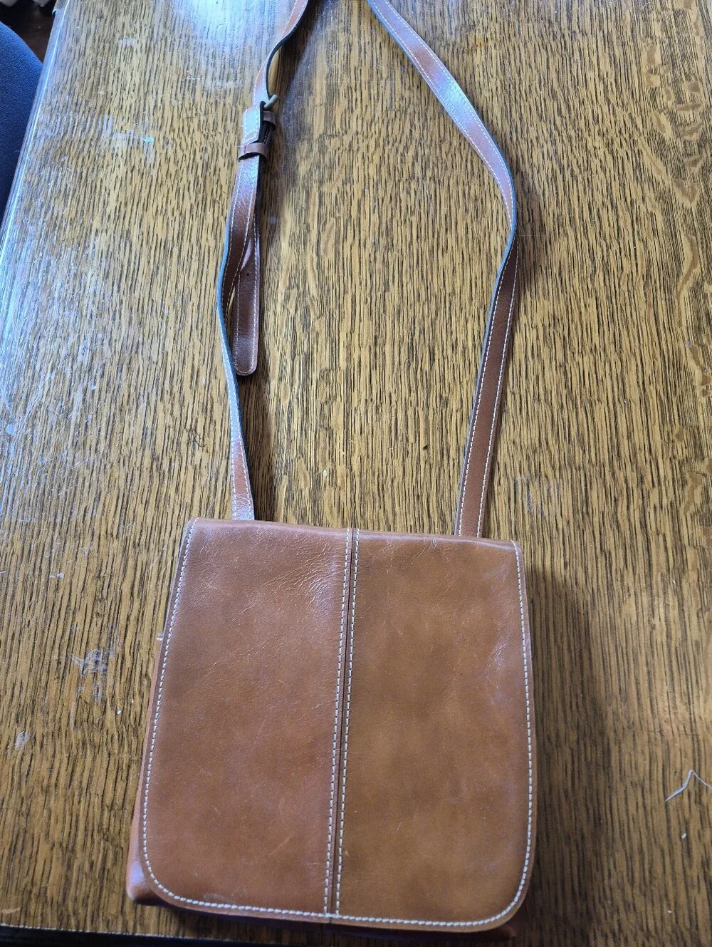 Patricia Nash Leather Crossbody Bag with Front Flap (Snaps) & Wallet Set - Brown
